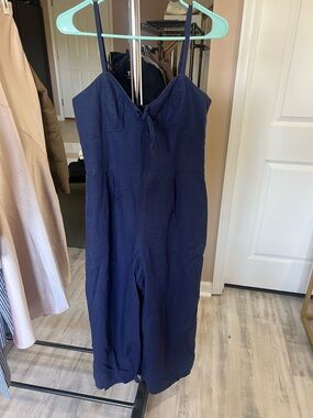 JCrew Navy Sleeveless Jumpsuit with Tie Front